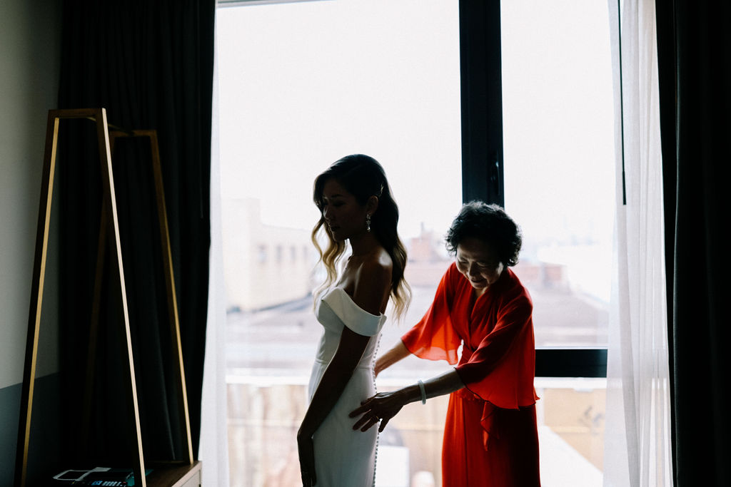 Bride getting ready at The Hoxton Hotel Wedding 