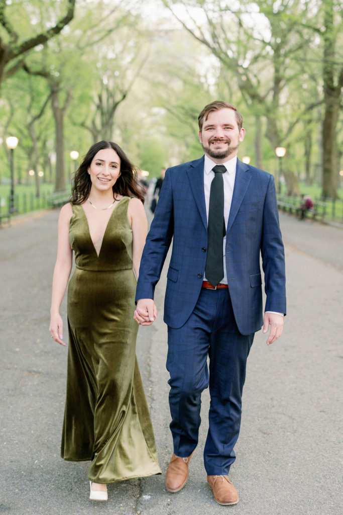Couple walking down the Mall at Central Park